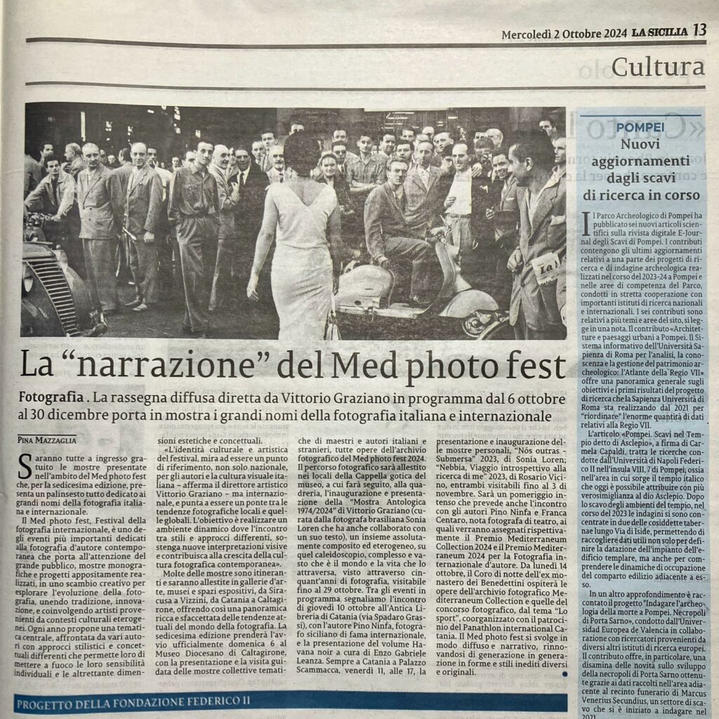 La "narrazione" del Med Photo Fest 2024. Fotografia. La Rassegna diffusa diretta da Vittorio Graziano in programma dal 6 Ottobre al 30 Dicembre porta in Mostra i grandi nomi della Fotografia Italiana ed Internazionale